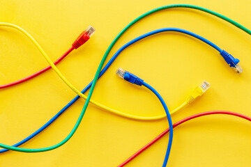 Multicolored computer cables and internet wires