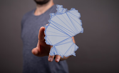 3D map of Germany. Map of Germany land border