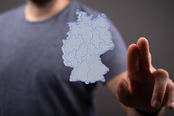 3D map of Germany. Map of Germany land border