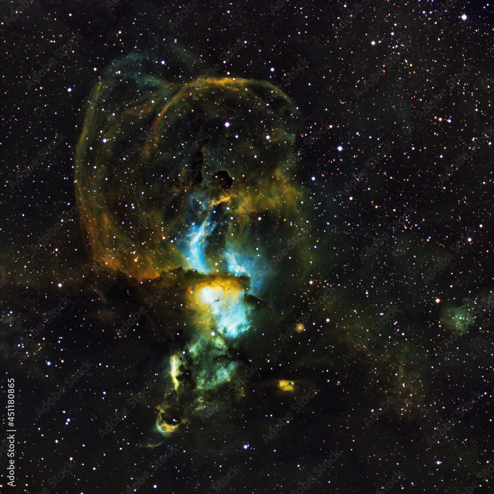 Wall mural statue of liberty nebula. astronomy square background with space and stars in high resolution.