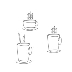a set of coffee cups drawn with a single line