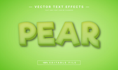 Fototapeta na wymiar 3D Pear text effect - 100% editable eps file