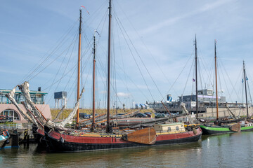 The old outer harbor of Harlingen, Friesland Province, The Netherlands