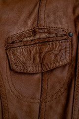 brown leather texture crumpled surface with zipper