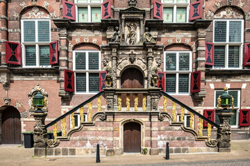 Detail of the town hall of Bolsward, The Netherlands