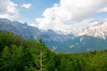 Albanian mountain Alps. Mountain landscape, picturesque mountain view in summer. Albanian nature panorama