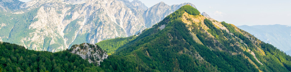 Albanian mountain Alps. Mountain landscape, picturesque mountain view in summer. Albanian nature panorama