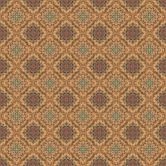 Abstract colorful seamless jacquard mosaic pattern. Design for fabric, wallpaper, paper, cover, weaving, packaging, tile, ceramics. Background for fashion textiles.