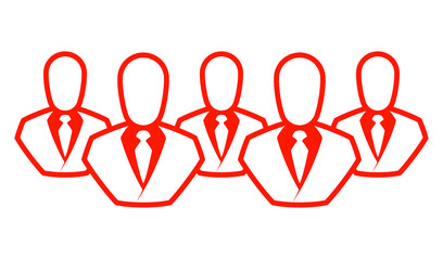 Obraz premium People line icon. Outline persons solid, group linear black pictogram. Simple image business collective people. Labor men collective silhouette. Office staff icon, bodyguards. Employees of bank