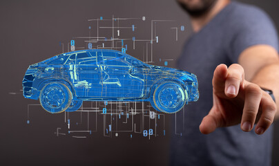Electromobility e-motion concept. Electro car