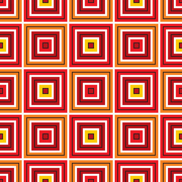 Seamless Squares Design Pattern in Red, Orange and Yellow for Fabric and Textile Print
