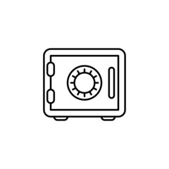 Bank safe line icon. linear style closed safe isolated. Security single isolated modern abstract line design icon safe vault. Bank line icon outline simple sign linear style pictogram. Editable stroke