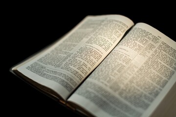 Obraz premium Open Bible Holy book on the wooden desk