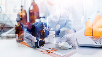 Health care researchers working in life science laboratory and analyzing microscope slides in research lab. New Epidemic Corona Virus. Corona virus outbreaking.