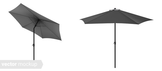 Beach sunshade mockup. Seashore pool hotel, sun protecting parasol. 3D realistic mockup design.