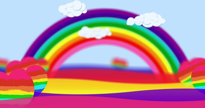 Lgbtq symbol flag background and heart colorful loop. gay pride