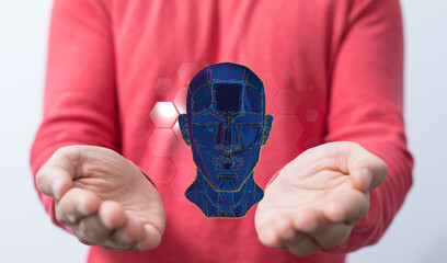 Fototapeta premium Human head and brain.Deep learning , Machine learning and artificial intelligence , AI Technology,