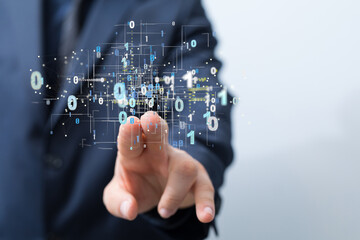 Neural network 3D illustration. Big data and cybersecurity