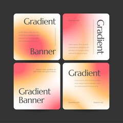 Square web banner template retro gradients colorful abstract blurry