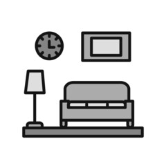 Living Room Line Filled Grey Vector Icon Design