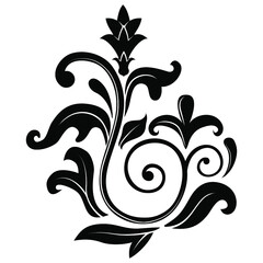 Floral decorative element. Vector illustration isolated on white background.