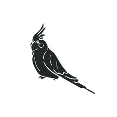 Cacatua Icon Silhouette Illustration. Exotic Bird Vector Graphic Pictogram Symbol Clip Art. Doodle Sketch Black Sign.