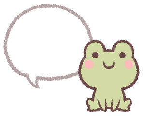 カエルと線画フキダシ