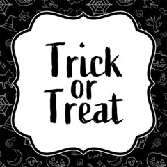 ハロウィンパターンのフレーム　Halloween pattern square frame vector illustration