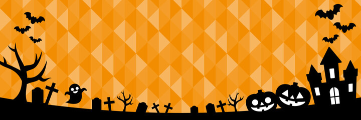 ハロウィンのバナー　背景　フレーム　Halloween Frame Background Vector Illustration