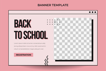 back to school web banner template with retro computer aesthetics style