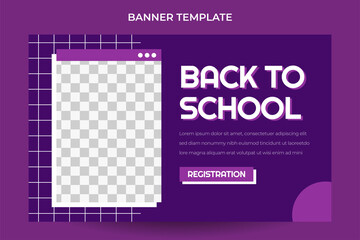 back to school web banner template with retro computer aesthetics style