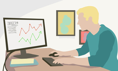 Young people checking him invests.