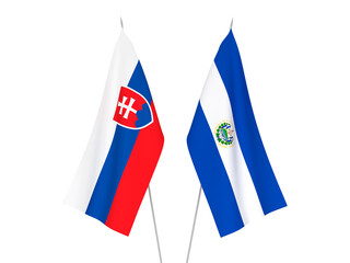 Republic of El Salvador and Slovakia flags - obrazy, fototapety, plakaty
