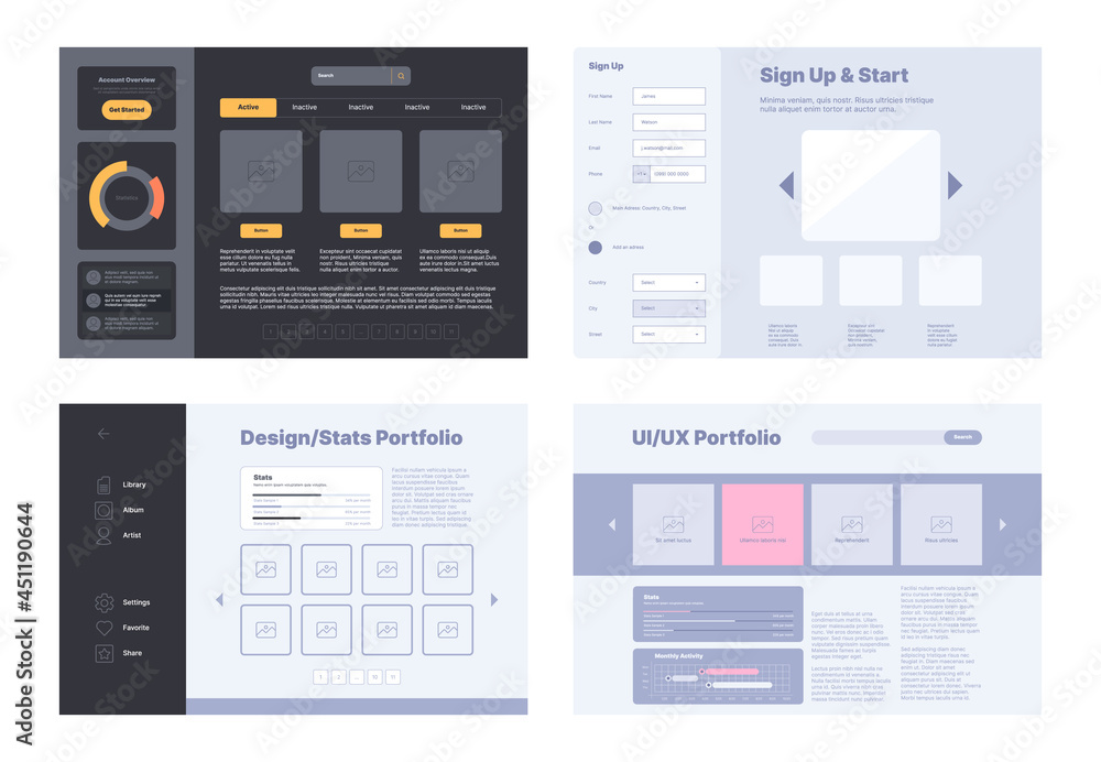 Poster web portfolio layout. design template with preview dashboard digital ui for artists and painters pho
