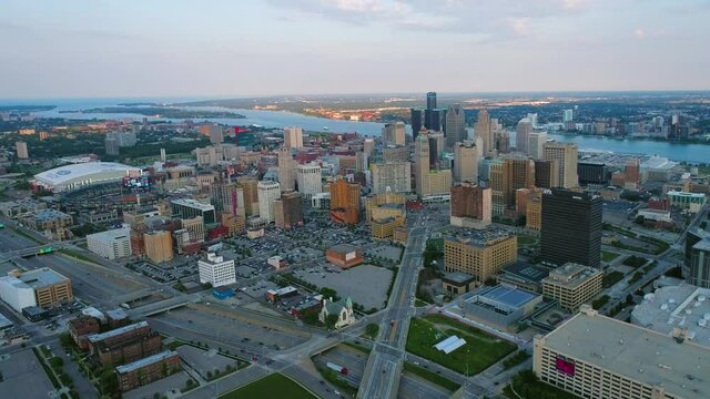 Aerial view of Downtown Detroit, Michigan