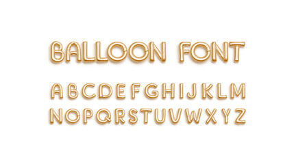 Inflated gold balloon font with capital alphabet, top view