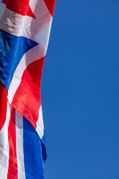 United Kingdom flag waving with sky