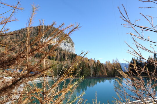 Autumn view of a mountain lake