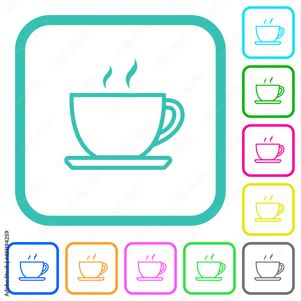 Wall mural Cup of coffee outline vivid colored flat icons