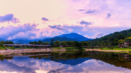 Landscape image of brook and rocks in the valley at Kiriwong village, Nakorn Sri Thammarat, Thailand.