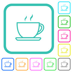 Cup of coffee outline vivid colored flat icons