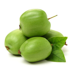 mini kiwi baby fruit (actinidia arguta) on white background 