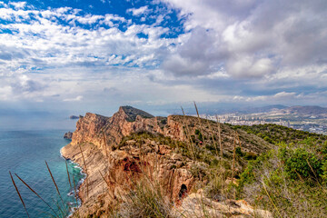 natural park serra gelada in benidorm. cliffs in the benidorm city, landscape located in the Valencian community, Alicante, Spain