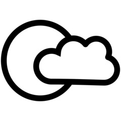 Cloudy Night With Moon Vector Line Icon Design