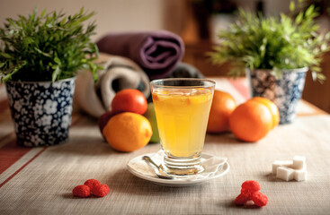 mulled wine with spices and orange