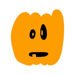 Vector illustration of Halloween pumpkin in hand drawn cartoon style on white background.