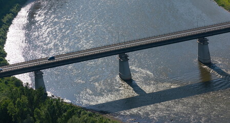 road bridge over the river top view water sky