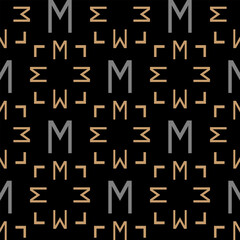 Abstract backgrounds pattern with geometric and decorative elements on black background. Seamless pattern, texture. Vector image