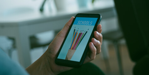 searching schools online, web banner