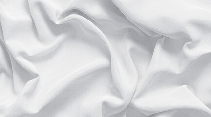Blank white crumpled fabric material mock up, top view - obrazy, fototapety, plakaty